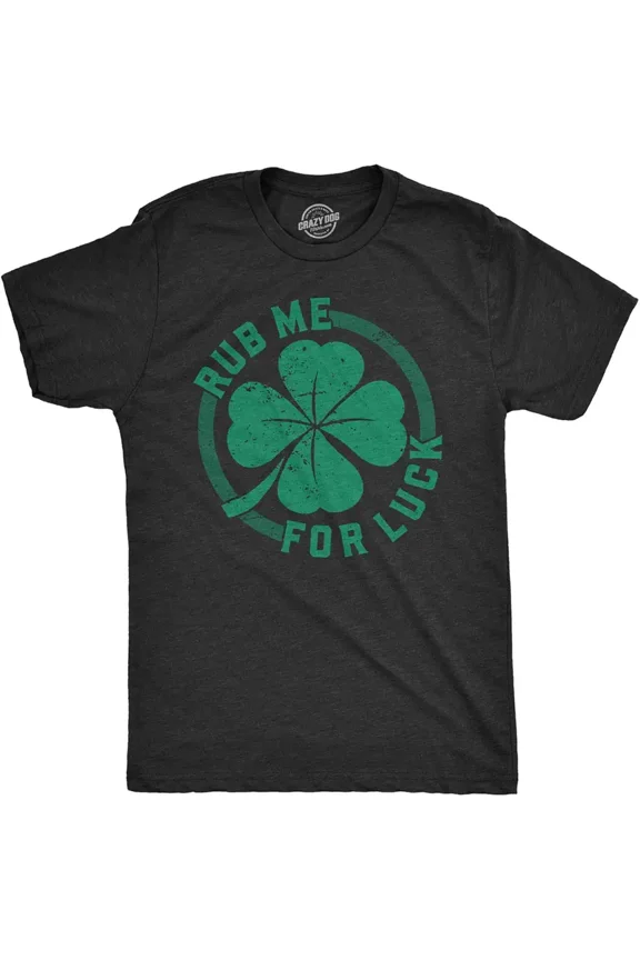 Men's Rub Me For Luck T-Shirt Funny St. Patrick's Day Shamrock Graphic Tee