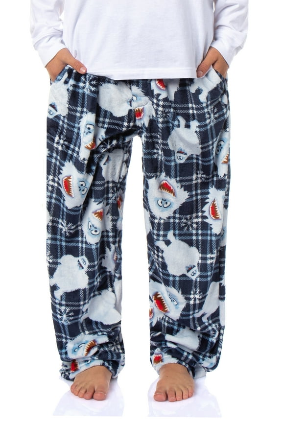 Rudolph The Red-Nosed Reindeer Bumble The Abominable Snowman Plush Fleece Men's Pajama Pants with Adjustable Waistband