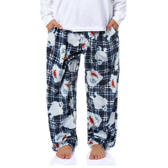 Rudolph The Red-Nosed Reindeer Bumble The Abominable Snowman Plush Fleece Men's Pajama Pants with Adjustable Waistband