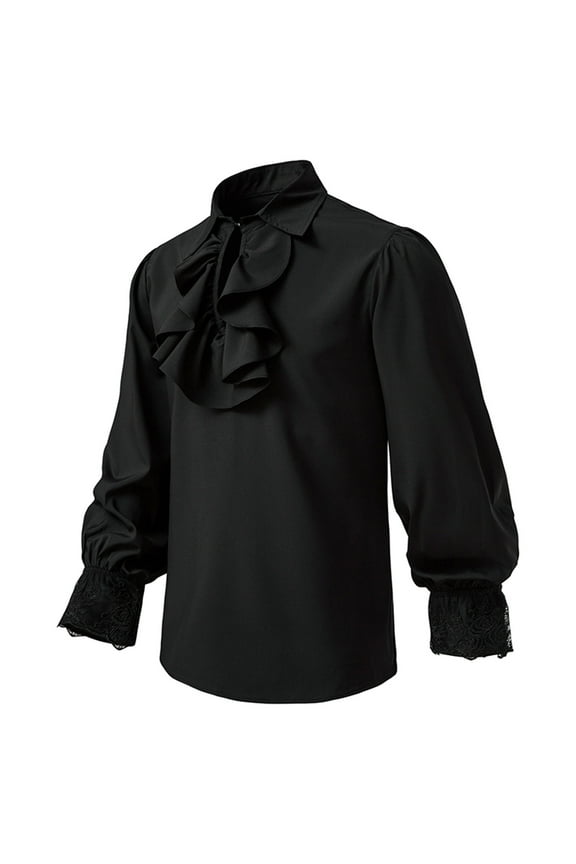 Men's Ruffle Blouse Medieval Renaissance Steampunk Victorian Regency Aristocrat Shirts Pirate Tops Colonial Costumes