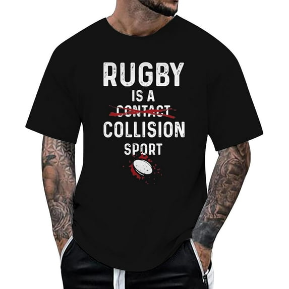 Men's Rugby Jersy American Football Fans T Shirt Vintage Letter Prints Graphic Tee Short Sleeves Top