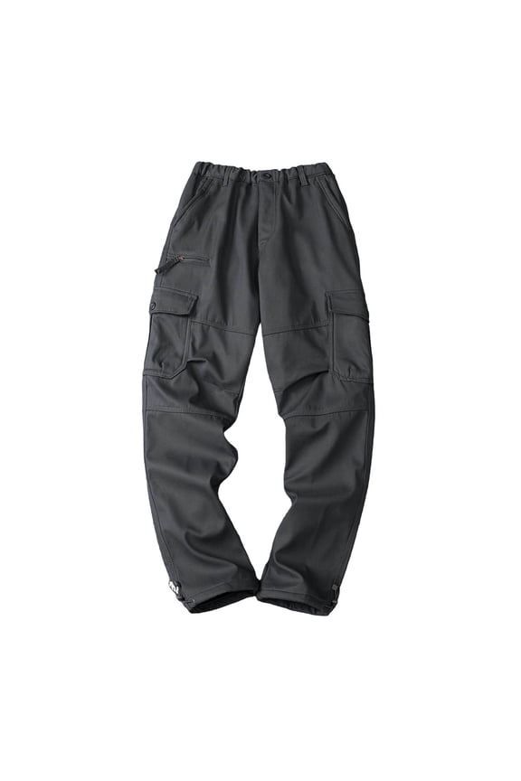 Men's Rugged Cargo Pants Trendy Drawstring Lightweight Casual Pants with Multi Pockets Hiking Outdoor Work Uniform (L, Gray)