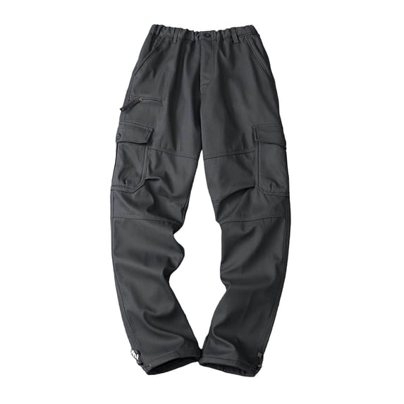 Men's Rugged Cargo Pants Trendy Drawstring Lightweight Casual Pants with Multi Pockets Hiking Outdoor Work Uniform (M, Gray)