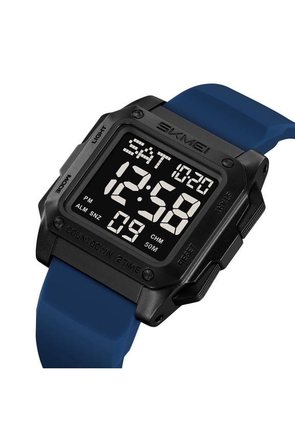 Men's Rugged Digital Sports Watch 100m Waterproof for Swimming Hiking Camping Running with Luminous Backlight Alarm Stopwatch Shock Resistant Outdoor Watch