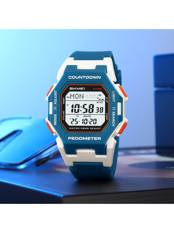 Men's Rugged Outdoor Sports Watch With Luminous Display And Water Resistance,Durable Digital Timepiece For Hiking Camping Running Swimming Adventure Activities(Blue)