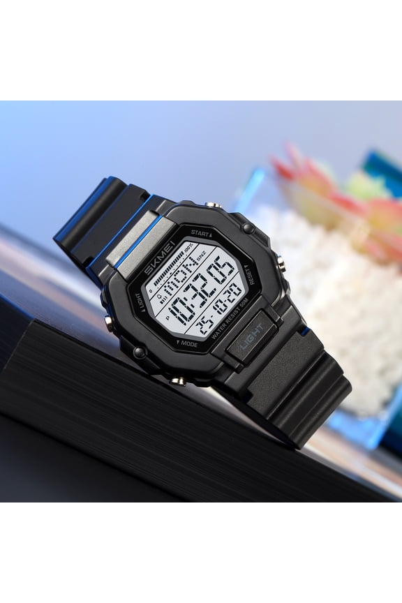 Men's Rugged Outdoor Sports Watch With Luminous Display And Water Resistance,Durable Digital Timepiece For Hiking Camping Running Swimming Adventure Activities(Black)