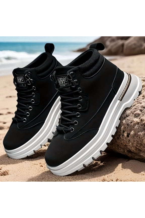 Men's & High-Top Ankle Boots - Mustard-Yellow PU Hiking & Casual with PVC Sole, All-Season Outdoor Trekking Boots, Rugged Traction Tread for Urban Strolls, Beach Walks & Hiking (Unisex)