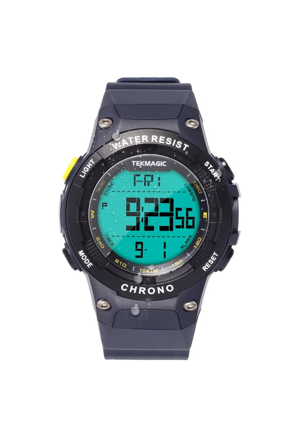 Men's Rugged Wrist Watch 10 ATM Waterproof for Swimming and Diving with Alarm, Stopwatch, Timer, Countdown, Dual Time Zone, Calendar, Backlight, 12 or 24 Hours Format