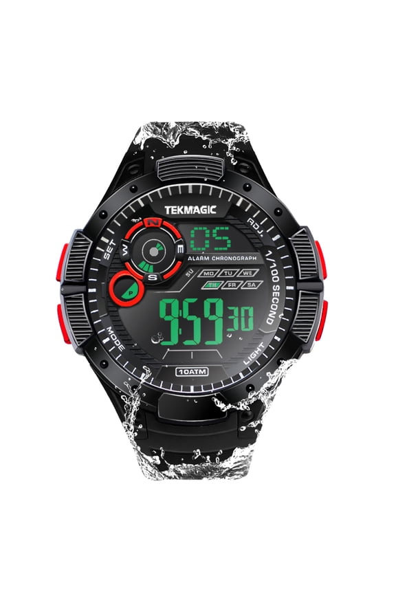 Men's Rugged Wrist Watch 10ATM Waterproof for Swimming and Diving with Alarm Clock, Stopwatch, Timer, Dual Time Zone, Calendar, Backlight, 12 or 24 Hours Format