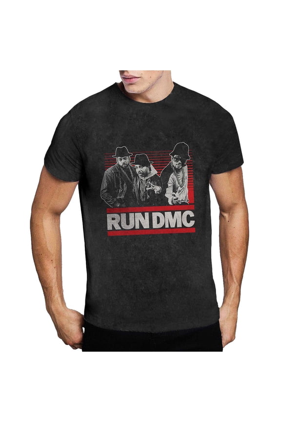 Men's Run DMC Gradient Bars (Dip-Dye/Mineral Wash) Tie Dye T-shirt Small Black