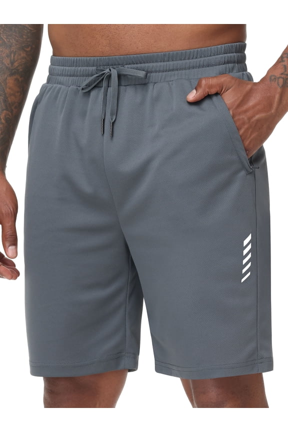 Men's Running Athletic Shorts with Zipper Pockets Mesh Quick Dry Workout Gym Shorts for Men Tennis Basketball Hiking