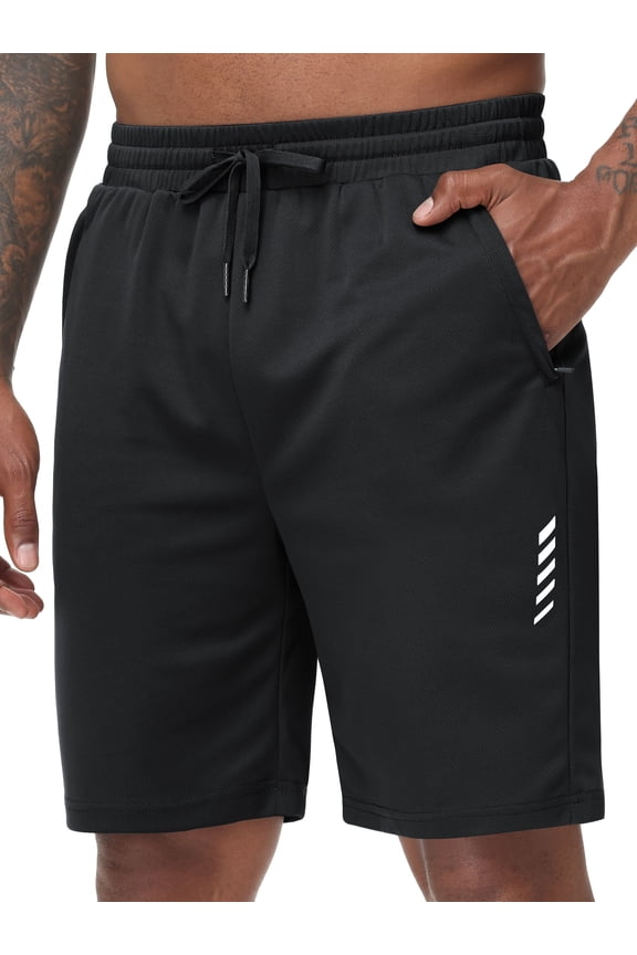 Men's Running Athletic Shorts with Zipper Pockets Mesh Quick Dry Workout Gym Shorts for Men Tennis Basketball Hiking