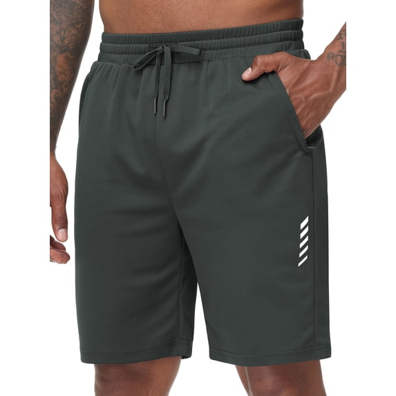 Men's Running Athletic Shorts with Zipper Pockets Mesh Quick Dry Workout Gym Shorts for Men Tennis Basketball Hiking