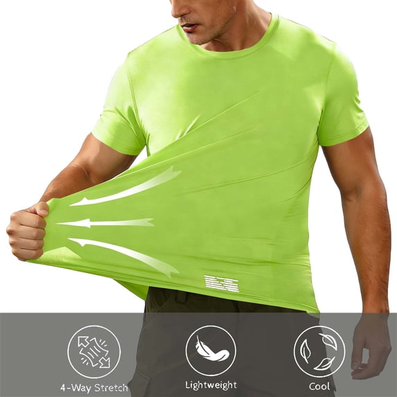 Men's Running Athletic T-Shirt, Short Sleeve Stretchy Performance Top, Moisture-Wicking Basic Tee for Gym Workout, Training Green XXL