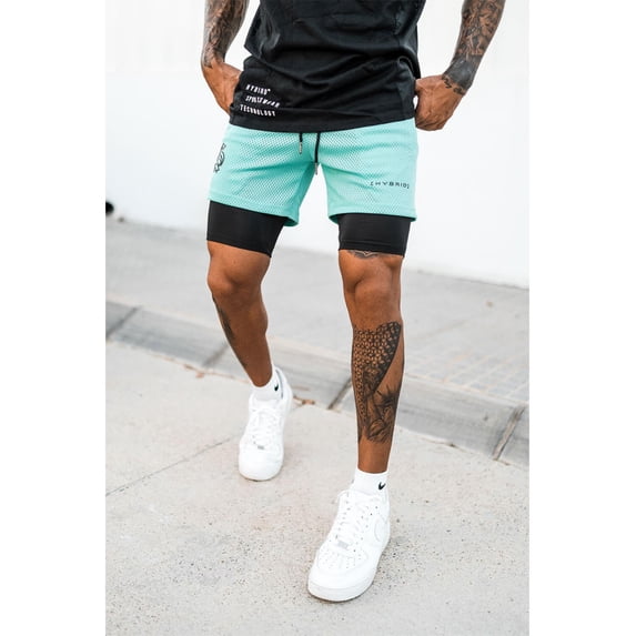 Men's Running Fitness Shorts Double Layers Quick Drying Running Workout Shorts with Pockets, Athletic Stealth Short Gym Training Pants