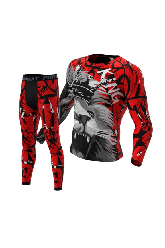 Men's Running Long Sleeve Compression Shirts and Pants Sets Gym Workout Quick Dry Tight Shirts Sportswear Suits