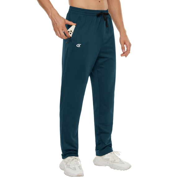 Men's Running Pants Lightweight Joggers Athletic Pants with Zipper Pockets Dark Blue S