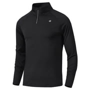 Zehisen Mens Running Shirt Long Sleeve Quarter Zip Pullover Moisture Wicking UPF 50+ UV Protection Quick Dry Athletic Workout Shirts Black S