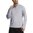 thumbnail image 1 of Taigaofy Men's Running Shirt Long Sleeve Quarter Zip Pullover Moisture Wicking UPF 50+ UV Protection Quick Dry Athletic Workout Shirts Gray XL, 1 of 10