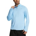thumbnail image 1 of Taigaofy Men's Running Shirt Long Sleeve Quarter Zip Pullover Moisture Wicking UPF 50+ UV Protection Quick Dry Athletic Workout Shirts Light Blue XL, 1 of 10