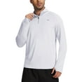 thumbnail image 1 of Taigaofy Men's Running Shirt Long Sleeve Quarter Zip Pullover Moisture Wicking UPF 50+ UV Protection Quick Dry Athletic Workout Shirts White L, 1 of 10