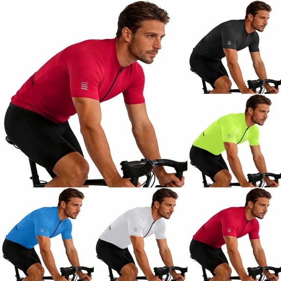 Men's Running Shirts Short Sleeve Athletic Workout Shirts Quarter Zip Mockneck Pullover Moisture Wicking Quick Dry Shirts with Zipper Pocket Size 3XL White