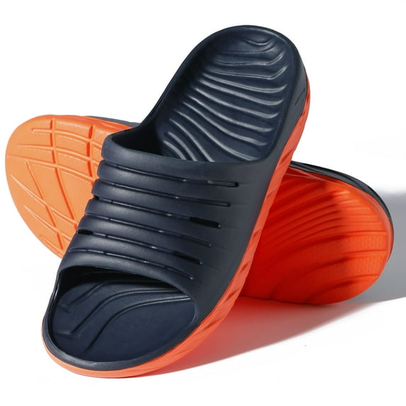Ecetana Slide Sandals for Men Open Toe Thick Cushion Non Slip Pool Shower Sandals