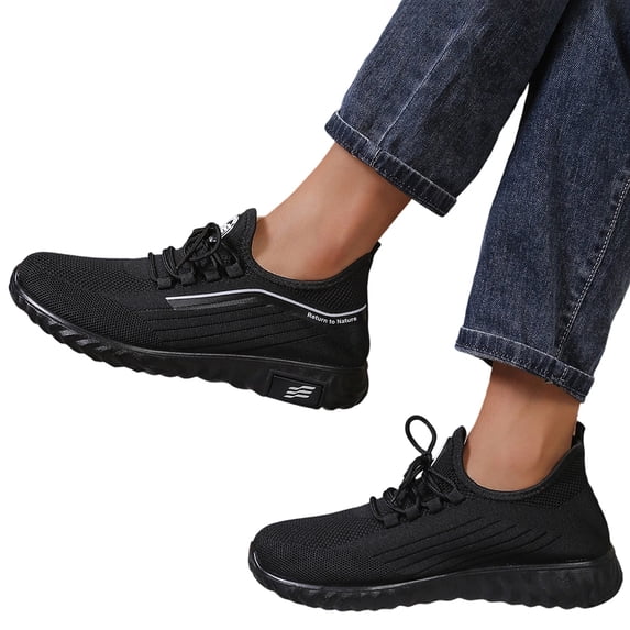 Men's Running Shoes Non Slip Sneakers Lightweight Breathable Mesh Slip On Walking Shoes with Memory Foam Comfortable Casual Athletic Gym Jogging Sports Workout Footwear for Men Daily Wear,Black 48