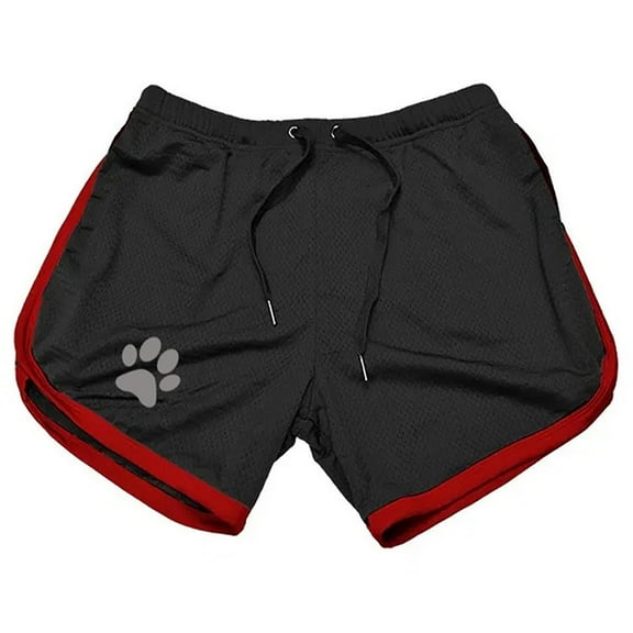 Men's Running Shorts Breathing Athletic Gym Mesh Shorts Solid Dog Paw Gym Workout Shorts Bodybuilding Jogging Short