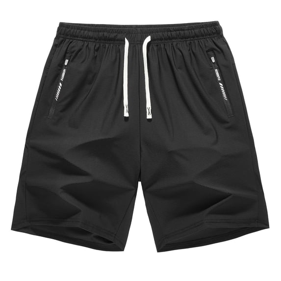 Men's Running Shorts Ice Silk Quick-Dry Athletic Work Shorts with Elastic Waist Drawstring and Loose Fit Short Summer Casual Style Black S