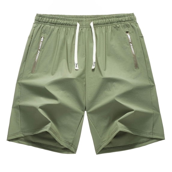Men's Running Shorts Ice Silk Quick-Dry Athletic Work Shorts with Elastic Waist Drawstring and Loose Fit Short Summer Casual Style Green L