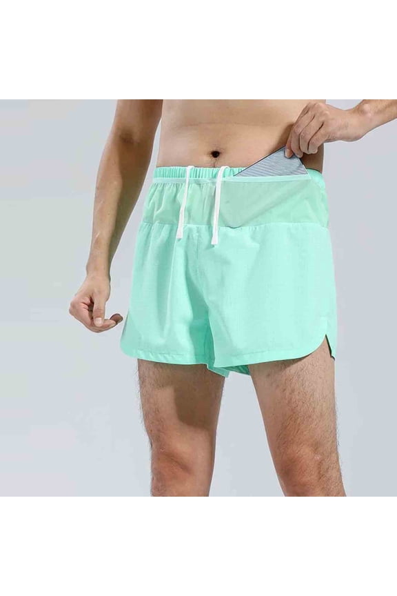 Men's Running Shorts with Pockets, Quick Dry Double Layer Athletic Shorts, 3-Inch Inseam Workout Bottoms with Inner Phone Zipper Pocket for Outdoor Gym Training Casual Wear