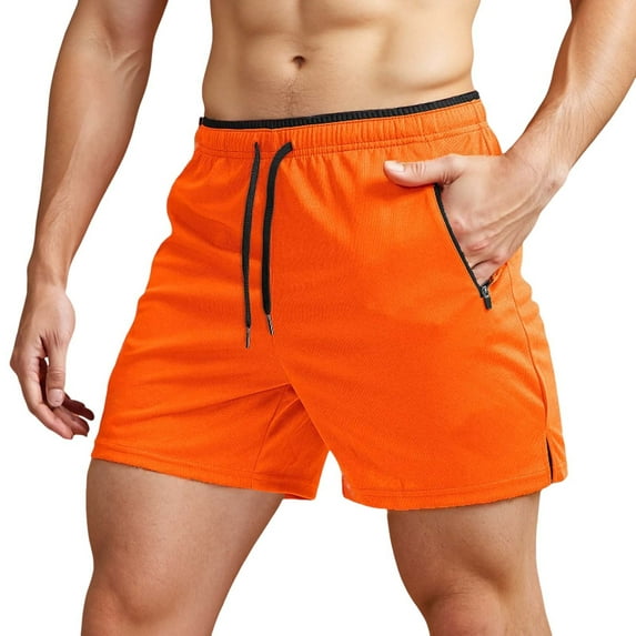 Men's Running Shorts with Zipper Pockets - 5" Gym Athletic Workout Shorts