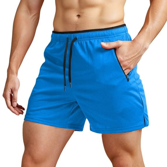 Men's Running Shorts with Zipper Pockets - 5" Gym Athletic Workout Shorts