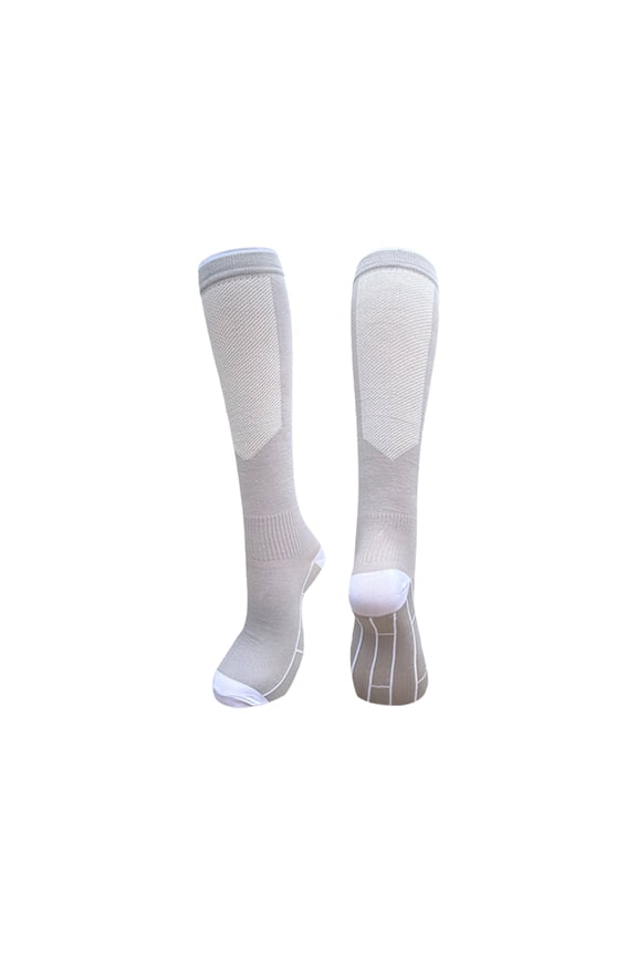 Men‘s Running Socks, Arch Support & Compression Calf Sleeves for Hiking, Marathon, Travel, Muscle Fatigue Relief & Performance Gray M