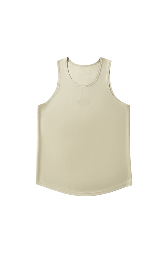 Men's Running Tank Top Ultra Lightweight Marathon Singlet Shirts Quick Dry Workout Sleeveless T-Shirt Size M-3XL Beige