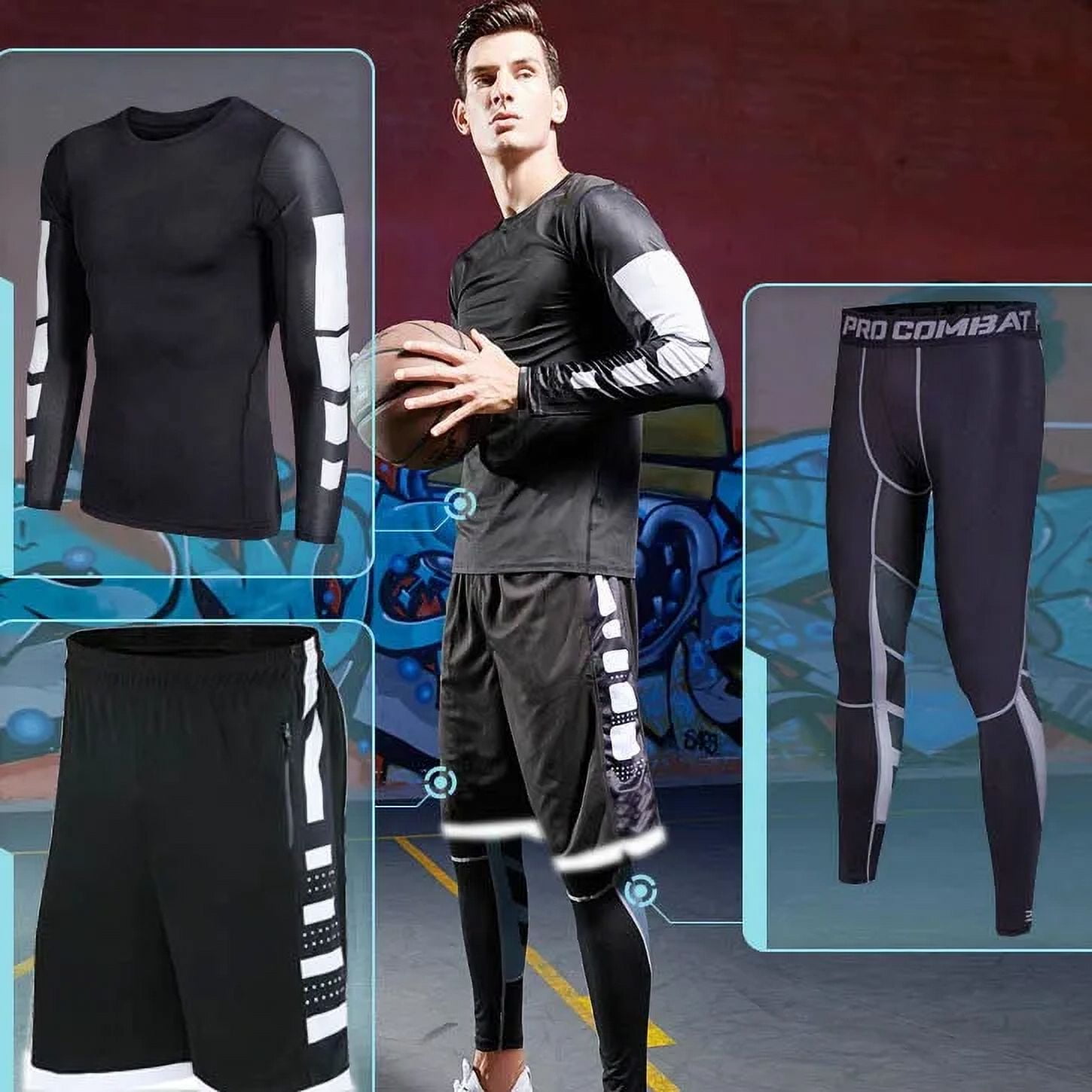 Men's Running Tracksuit Training Fitness Sportswear Set