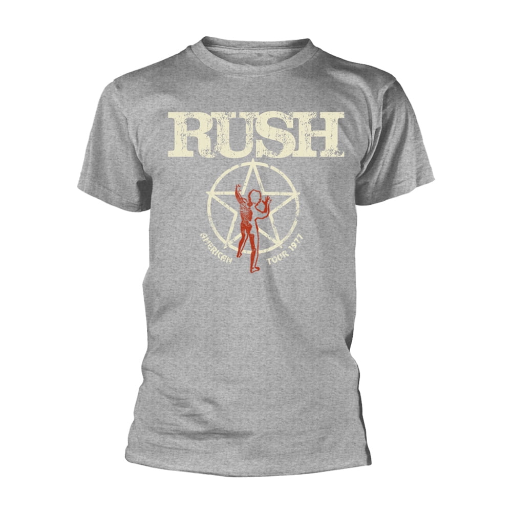 Rush American Tour 1977 Official Men's T-Shirt - Sport Grey Band Tee