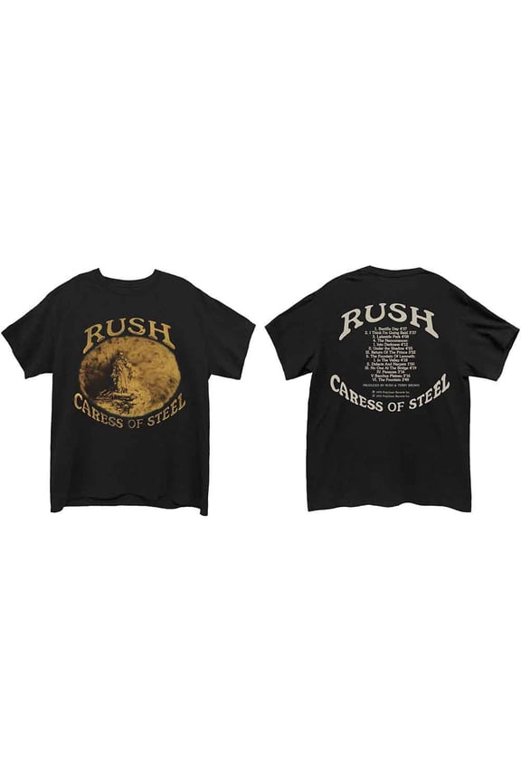 Men's Rush Caress of Steel (Back Print) Slim Fit T-shirt Large Black