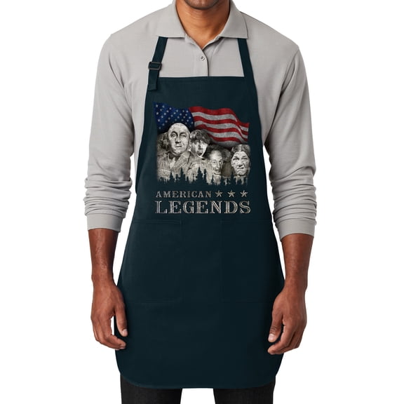 Men's Rushmorons Funny Three Stooges Adjustable Grilling Apron with Two Pockets, Navy Blue