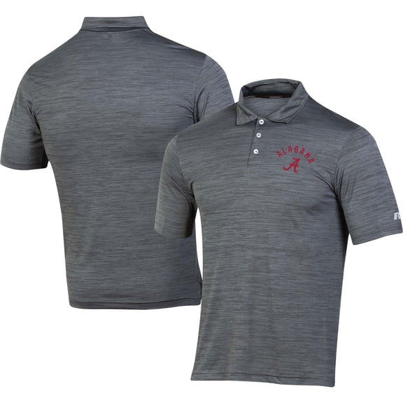Men's Russell Athletic Charcoal Alabama Crimson Tide 3-Button Space-Dye Polo