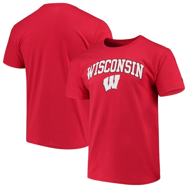Men's Russell Athletic Red Wisconsin Badgers Crew Core Print T-Shirt