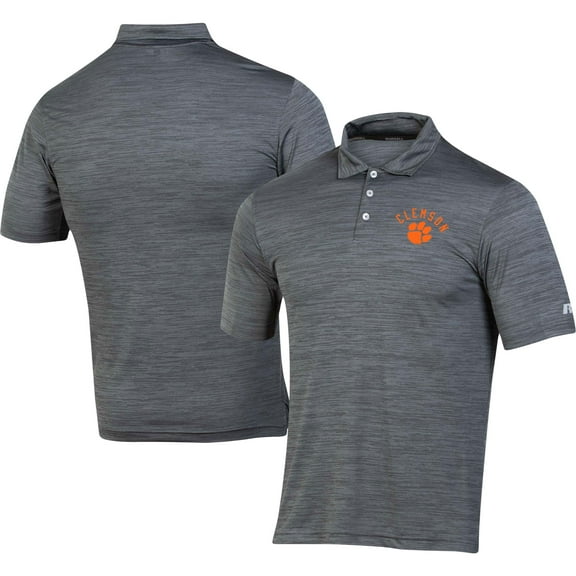 Men's Russell Charcoal Clemson Tigers 3-Button Space-Dye Polo