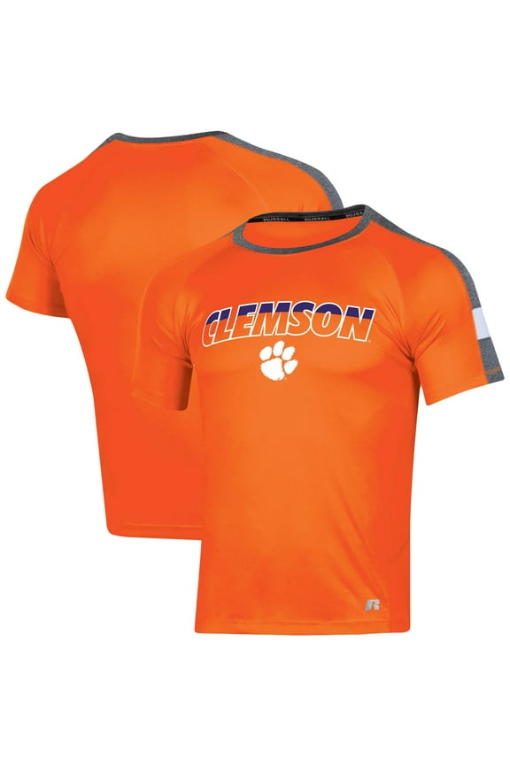 Men's Russell Orange Clemson Tigers Colorblocked Impact Raglan T-Shirt