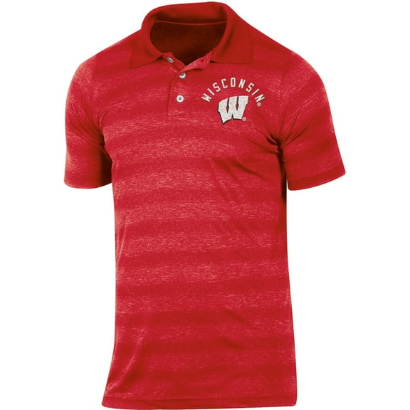 Men's Russell Red Wisconsin Badgers Classic Fit Striped Synthetic Polo
