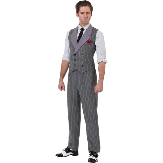 Men's Ruthless Gangster Costume Adult 1920s Mobster Costume Small