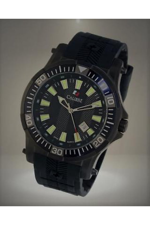 Men's SC-4H1-13-007 Hawk Date Luminous Black Dial Black Rubber Date Wristwatch