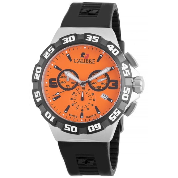 Men's SC-4L2-04-079 Lancer Chronograph Unidirectional bezel Orange Dial Black Rubber Date Wristwatch
