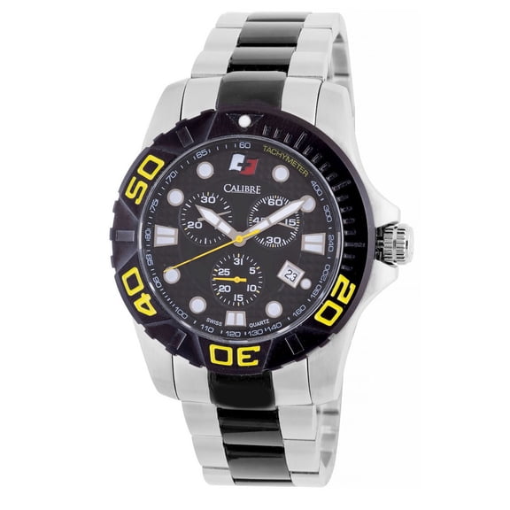 Men's SC-5A2-04-002 Akron Chronograph Luminous Black Dial Two-Tone Steel Date Wristwatch