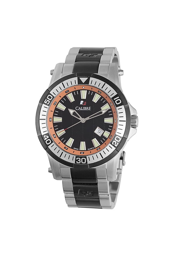 Men's SC-5H1-04-007.079 Hawk Black Dial Two-Tone Stainless Steel Date Wristwatch